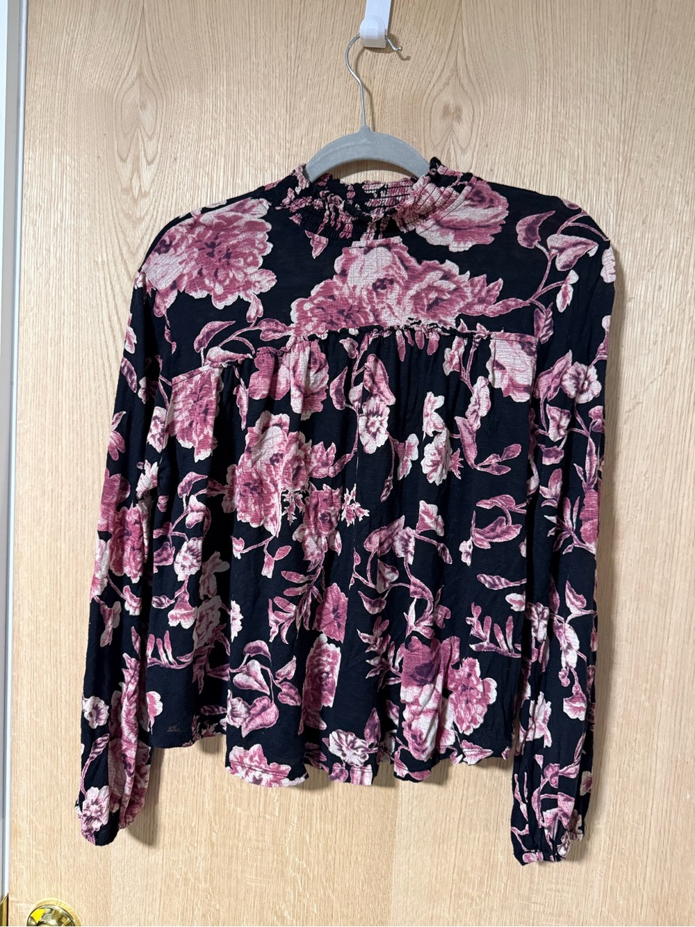 Lucky Brand Black Top with Rose Floral Print